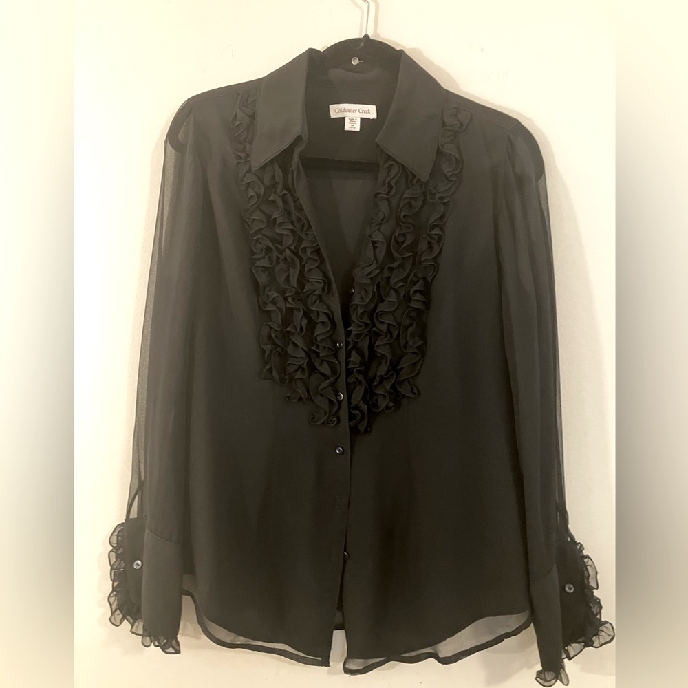 Coldwater Creek Black Tuxedo Shirt